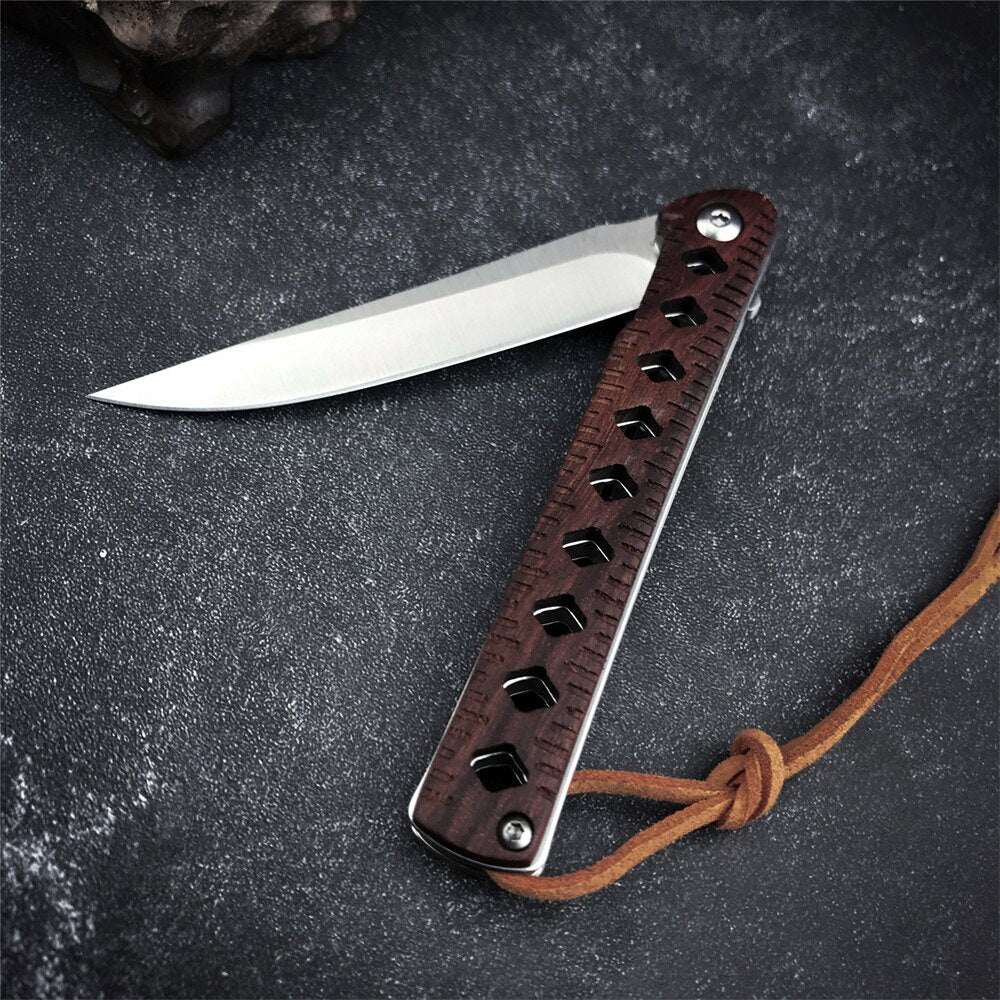 EDC Folding Knife 8CR13MOV Padauk Handle Blade Tactical Camping Survival Combat Pocket Knives EDC Hunting Multi Tools Knife Gift