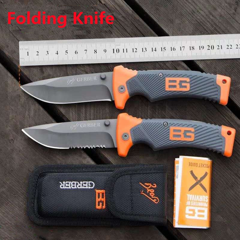 Gerber 31-000751 Bear Grylls Survival Knife 4.8"" Combo Blade, Rubber Grip Handle Sheath Whistle FireStar Camping Outdoor Sports Hunting Tools