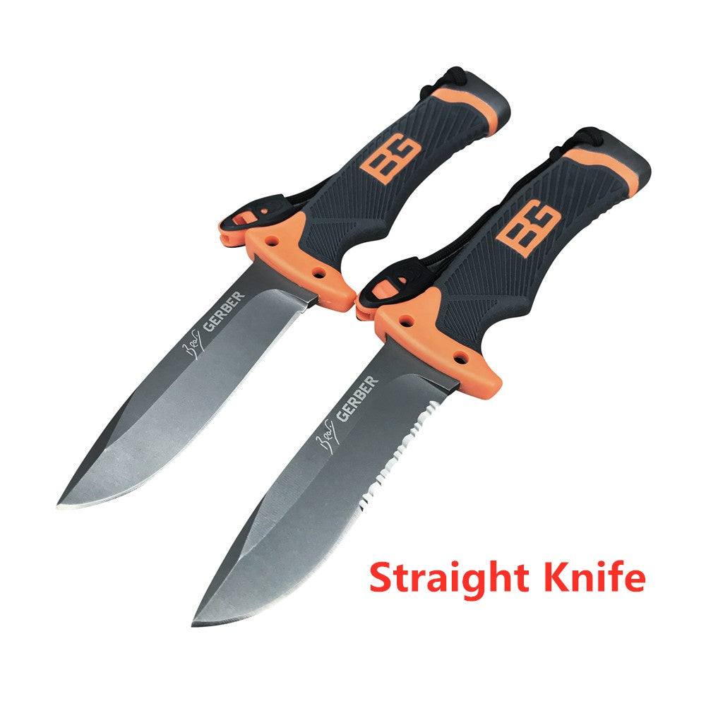 Gerber 31-000751 Bear Grylls Survival Knife 4.8"" Combo Blade, Rubber Grip Handle Sheath Whistle FireStar Camping Outdoor Sports Hunting Tools