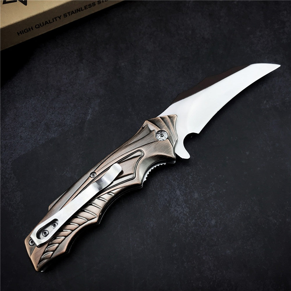 Claw Knives FOX DA158 Folding Karambit Flipper Knife 440 Blade Stainless Steel Handles Combat Training Tool