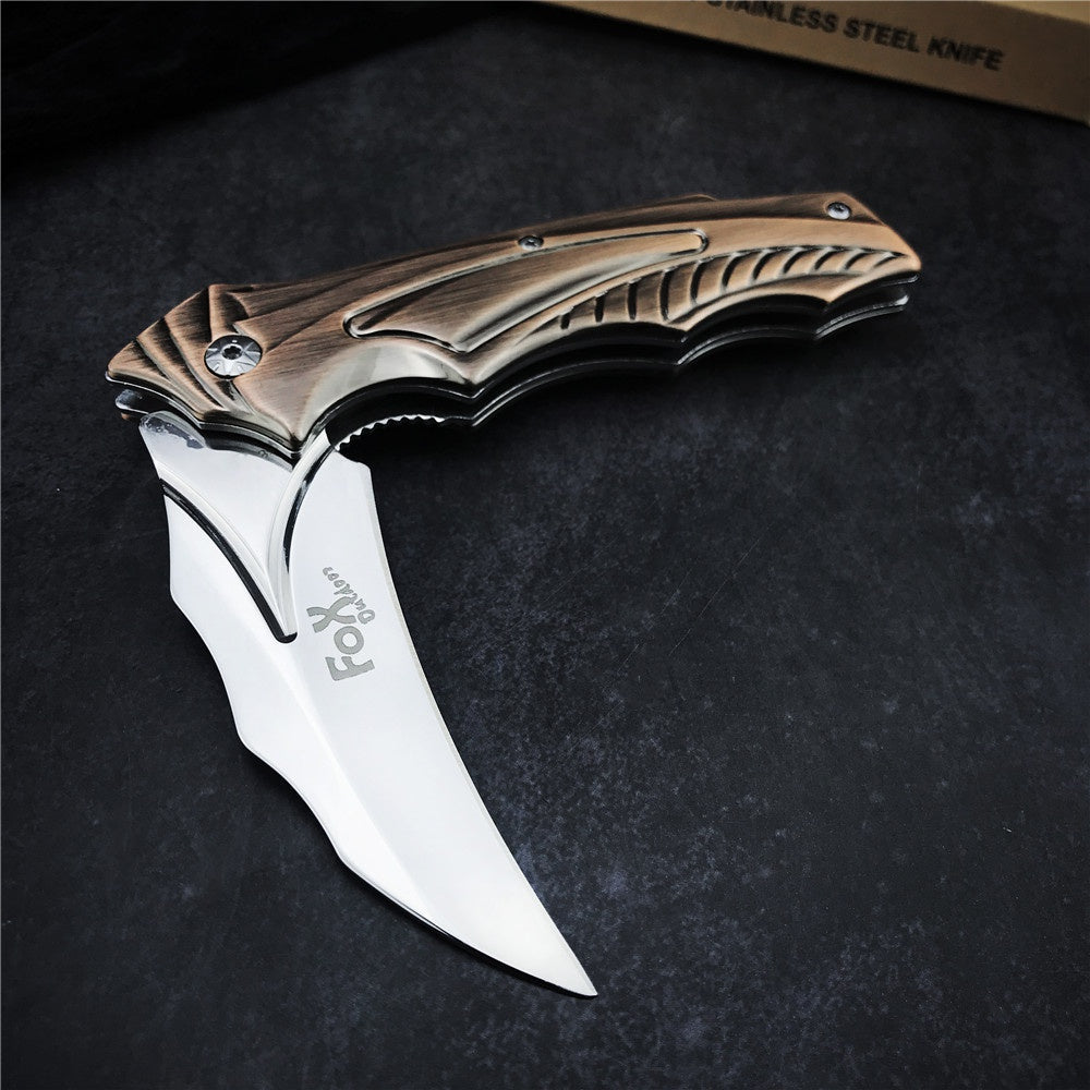 Claw Knives FOX DA158 Folding Karambit Flipper Knife 440 Blade Stainless Steel Handles Combat Training Tool