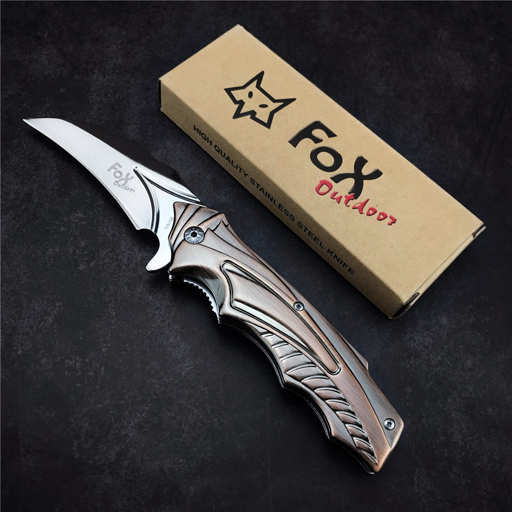 Claw Knives FOX DA158 Folding Karambit Flipper Knife 440 Blade Stainless Steel Handles Combat Training Tool