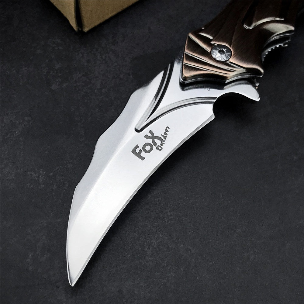 Claw Knives FOX DA158 Folding Karambit Flipper Knife 440 Blade Stainless Steel Handles Combat Training Tool