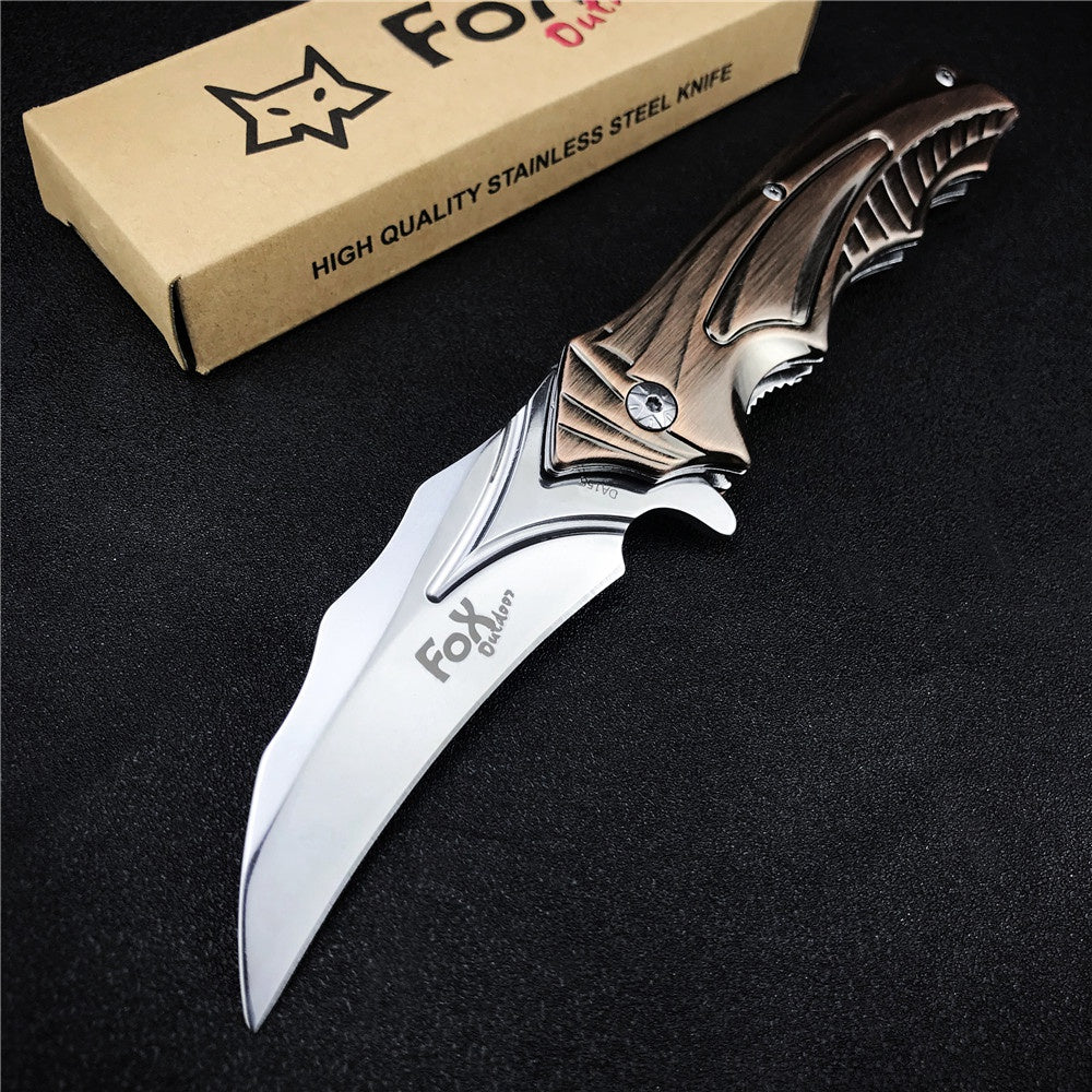 Claw Knives FOX DA158 Folding Karambit Flipper Knife 440 Blade Stainless Steel Handles Combat Training Tool