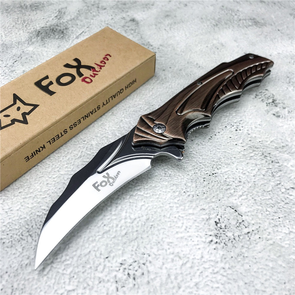 Claw Knives FOX DA158 Folding Karambit Flipper Knife 440 Blade Stainless Steel Handles Combat Training Tool