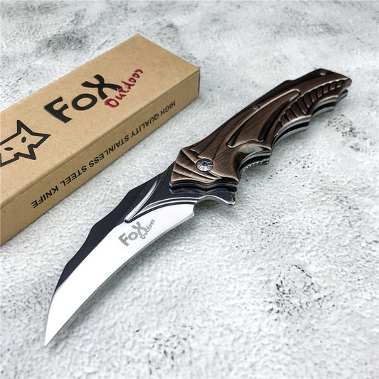 Claw Knives FOX DA158 Folding Karambit Flipper Knife 440 Blade Stainless Steel Handles Combat Training Tool