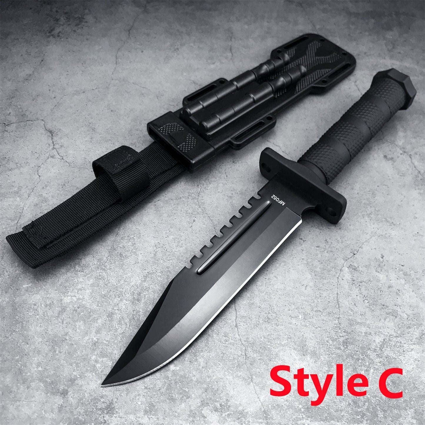TACTICAL SURVIVAL RB Hunting FIXED BLADE KNIFE Army Bowie w/ SHEATH