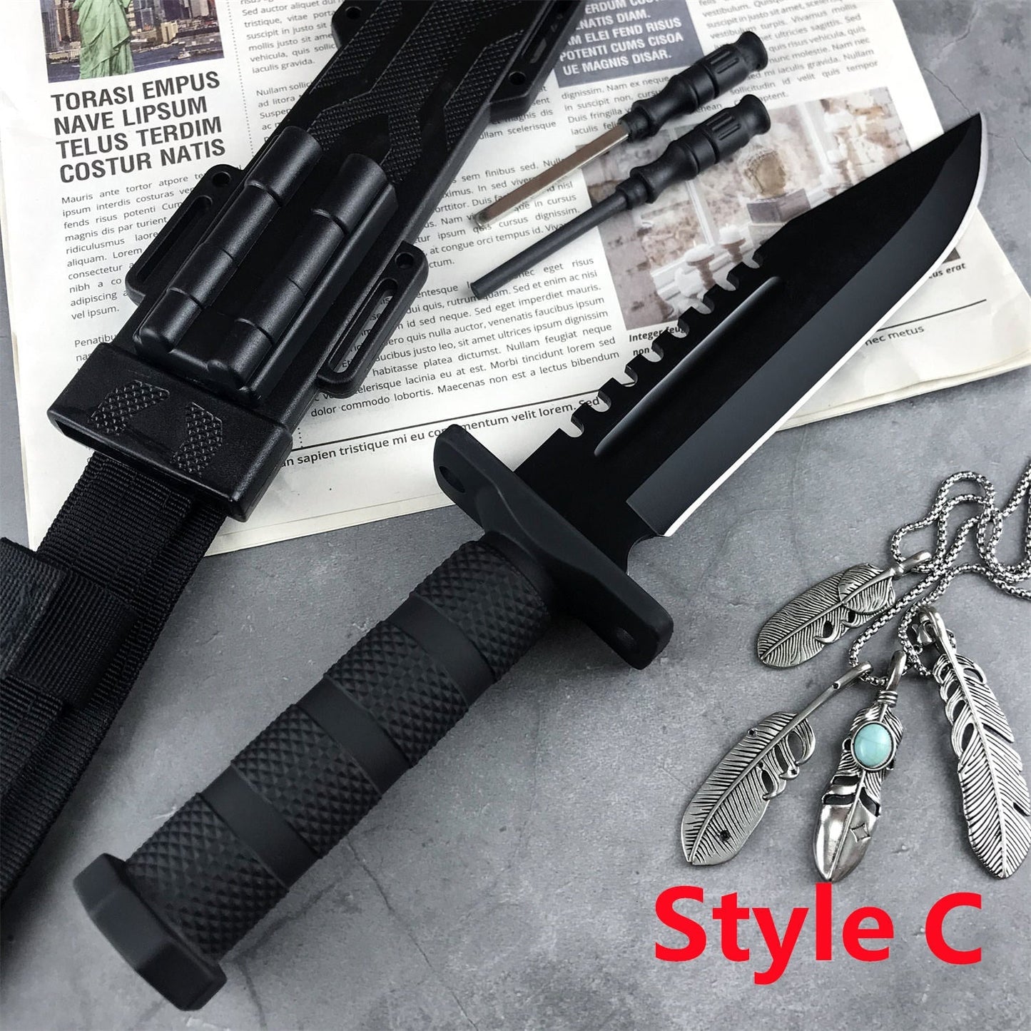 TACTICAL SURVIVAL RB Hunting FIXED BLADE KNIFE Army Bowie w/ SHEATH