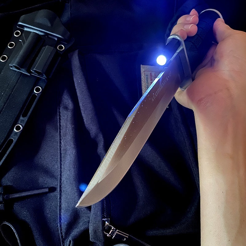 Tactical Survival Hunting Outdoor Camping Knife Cold steel Leatherneck Fixed Blade Bowie /Kydex Sheath &Small flashlight and flintstone With LED Light