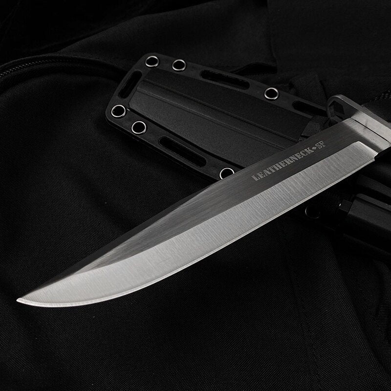 Tactical Survival Hunting Outdoor Camping Knife Cold steel Leatherneck Fixed Blade Bowie /Kydex Sheath &Small flashlight and flintstone With LED Light