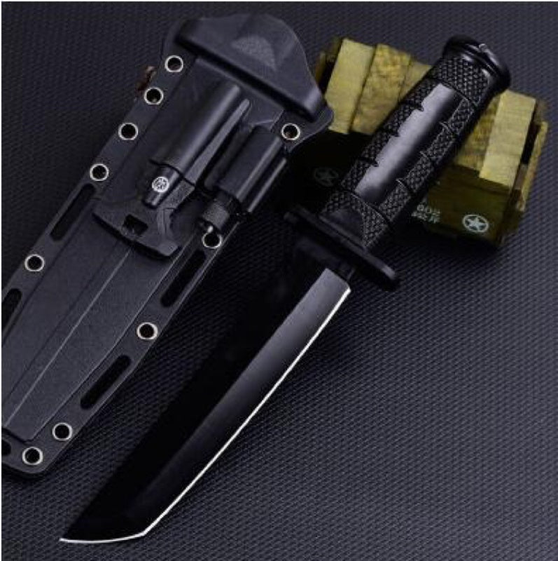 Tactical Survival Hunting Outdoor Camping Knife Cold steel Leatherneck Fixed Blade Bowie /Kydex Sheath &Small flashlight and flintstone With LED Light