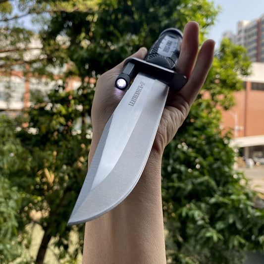 Tactical Survival Hunting Outdoor Camping Knife Cold steel Leatherneck Fixed Blade Bowie /Kydex Sheath &Small flashlight and flintstone With LED Light