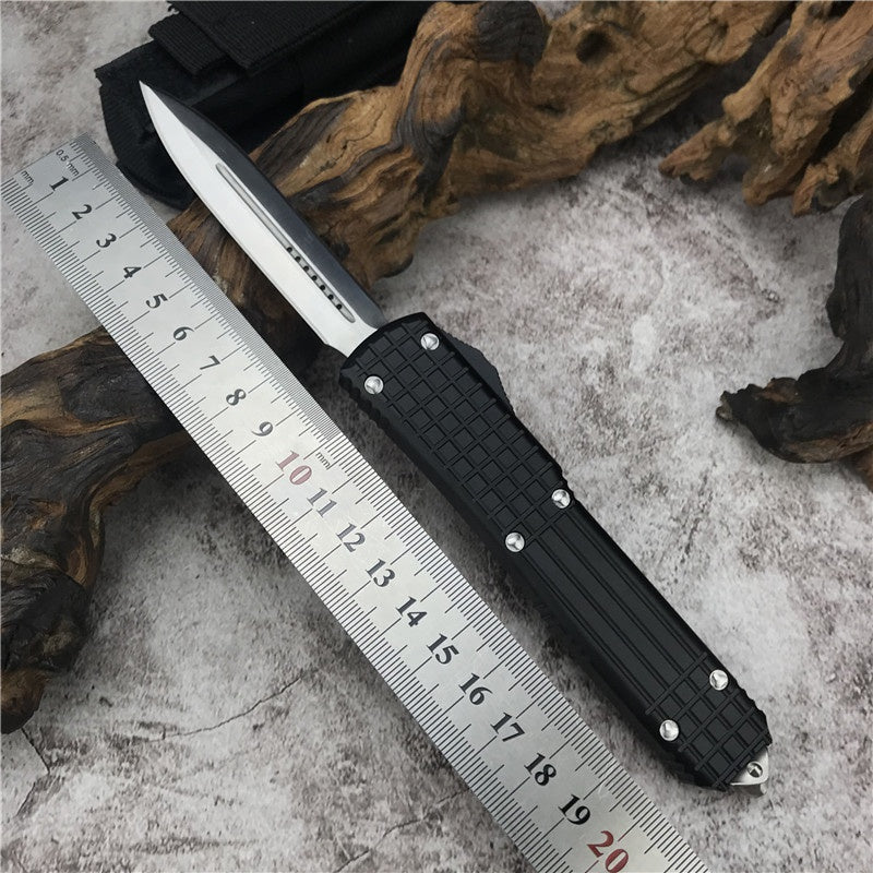 Microtech OTF Spring Automatic Knife aluminium alloy Handle Quick Switch Straight Out of The Double-edged Outdoor Hiking Camping Survival Tactical Knife Gift