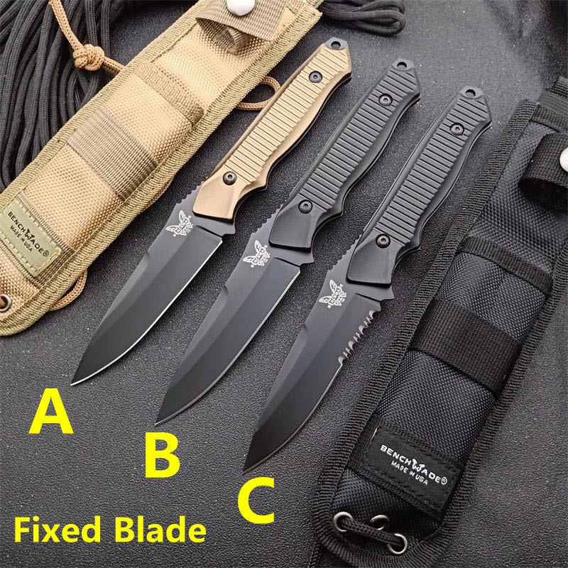 8.8" BENCHMADE - Nimravus 140BK Knife Tactical Fixed Blade Hunting Knives Outdoor Camping Knives Multifunctional Survival Knives ABS Hilt Nylon Scabbard