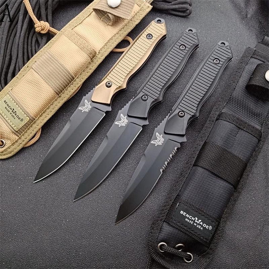 8.8" BENCHMADE - Nimravus 140BK Knife Tactical Fixed Blade Hunting Knives Outdoor Camping Knives Multifunctional Survival Knives ABS Hilt Nylon Scabbard