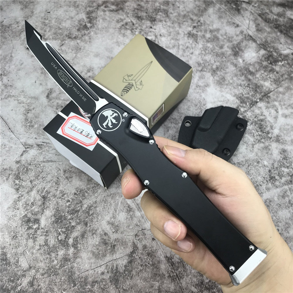 Hot Sale Microtech Spring Halo 6 Assisted OTF Automatic Knife Aviation Aluminum Handle Spring Assisted Knives Camping Hunting Hand Tools
