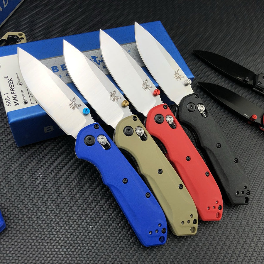 Benchmade - Bugout 565 EDC Manual Open Folding Knife Drop-Point Blade, Plain Edge, Satin Finish, Variety of colors Handle Everyday Carry and Camping Hunting knife