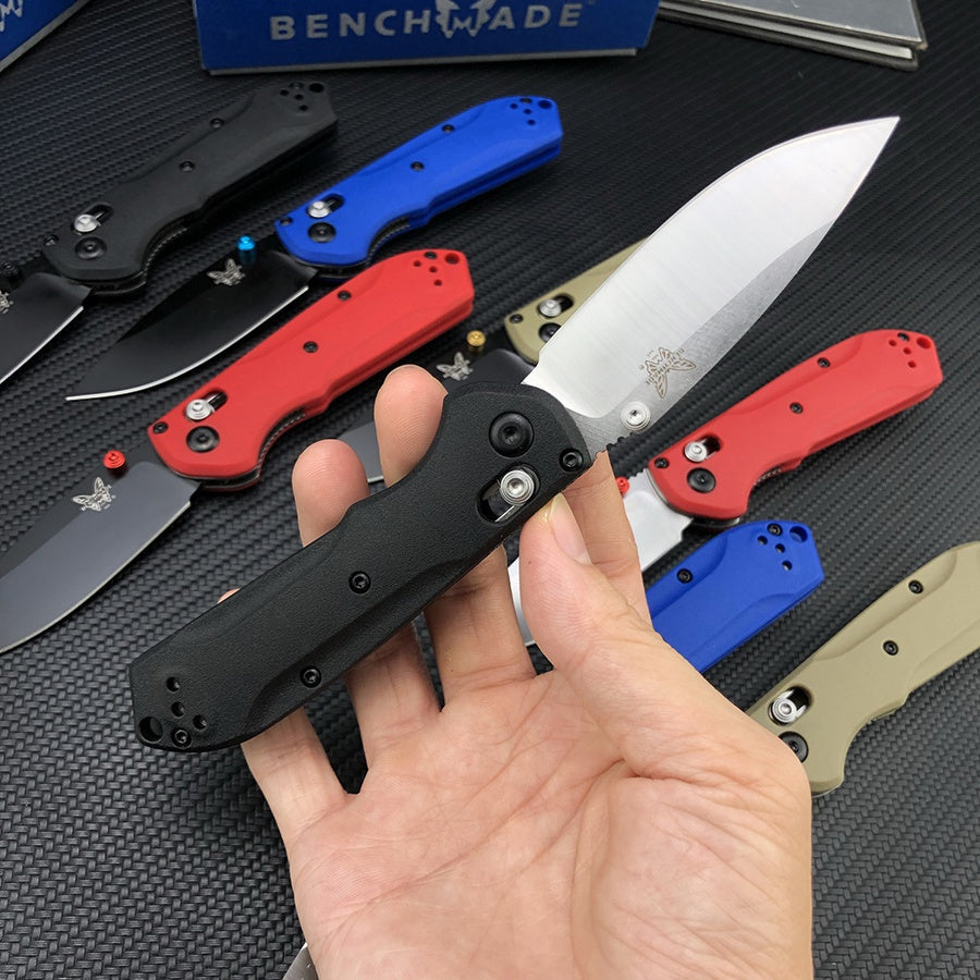 Benchmade - Bugout 565 EDC Manual Open Folding Knife Drop-Point Blade, Plain Edge, Satin Finish, Variety of colors Handle Everyday Carry and Camping Hunting knife