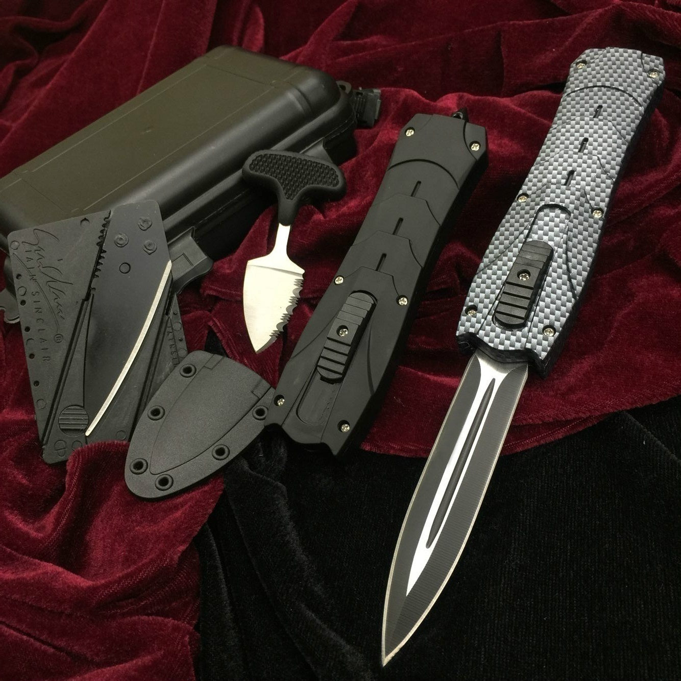 New Product Upgrades |Card Knife+Push Knife + Gifts Knives Set  Tactical OTF AUTOMATIC Spring Knife Fixed Blades Double Switchblade Edge Survival Outdoor Multitool Tanto Hunting Tools