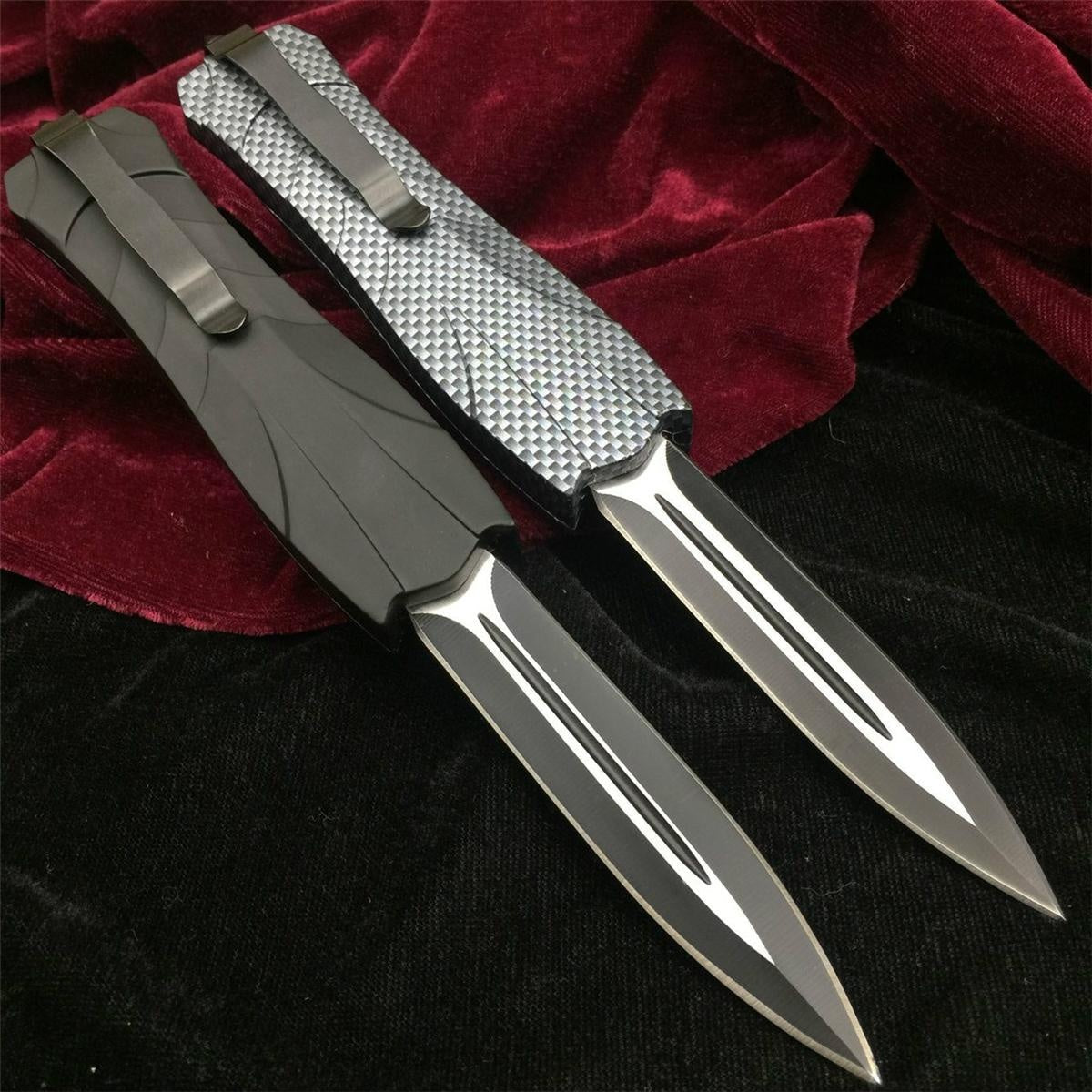 New Product Upgrades |Card Knife+Push Knife + Gifts Knives Set  Tactical OTF AUTOMATIC Spring Knife Fixed Blades Double Switchblade Edge Survival Outdoor Multitool Tanto Hunting Tools
