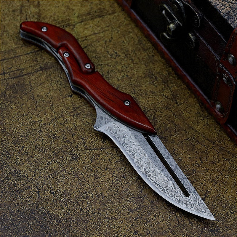 2022 New 67 Layers VG10 Damascus Steel Knives Tactical Hunting Mechanical Folding Knife Fixed Blade Outdoor Camping Survival EDC Pocket Defense Tools