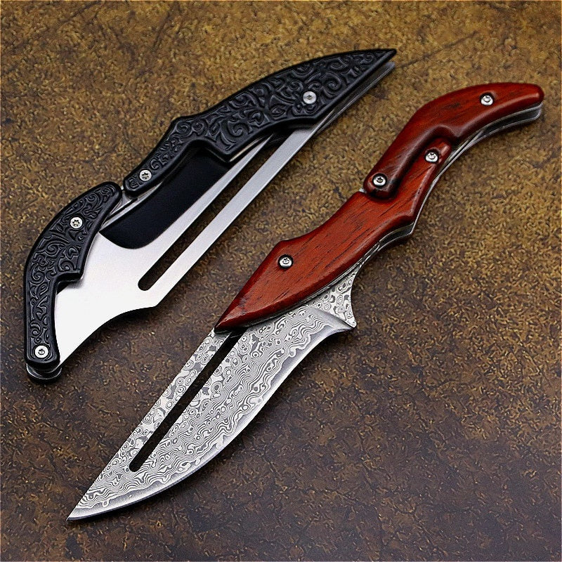2022 New 67 Layers VG10 Damascus Steel Knives Tactical Hunting Mechanical Folding Knife Fixed Blade Outdoor Camping Survival EDC Pocket Defense Tools