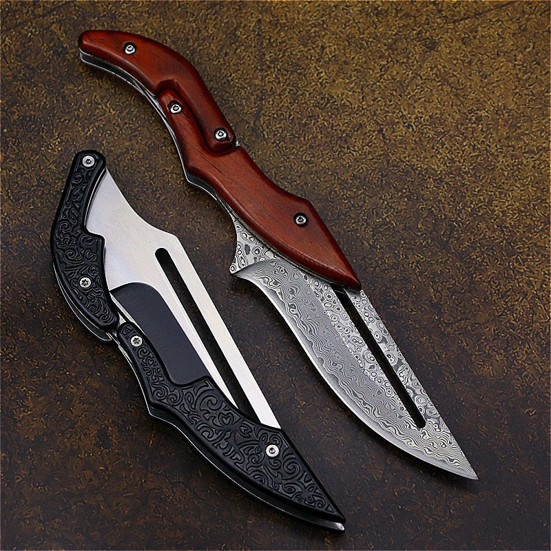 2022 New 67 Layers VG10 Damascus Steel Knives Tactical Hunting Mechanical Folding Knife Fixed Blade Outdoor Camping Survival EDC Pocket Defense Tools