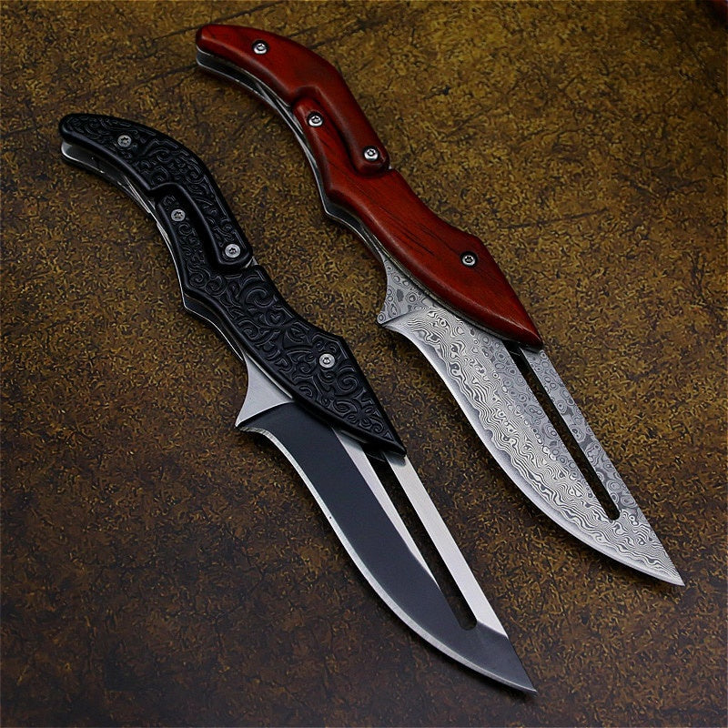 2022 New 67 Layers VG10 Damascus Steel Knives Tactical Hunting Mechanical Folding Knife Fixed Blade Outdoor Camping Survival EDC Pocket Defense Tools