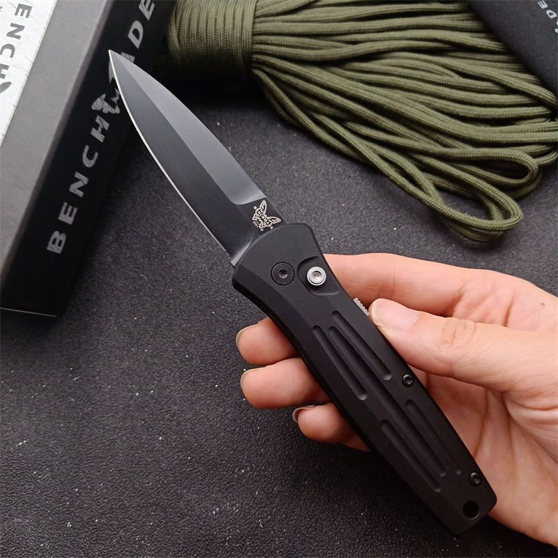 Benchmade 3551 Stimulus Auto, 2.99 inch Black/White 154CM Stainless Blade, Aluminum Handle, Plain Edge