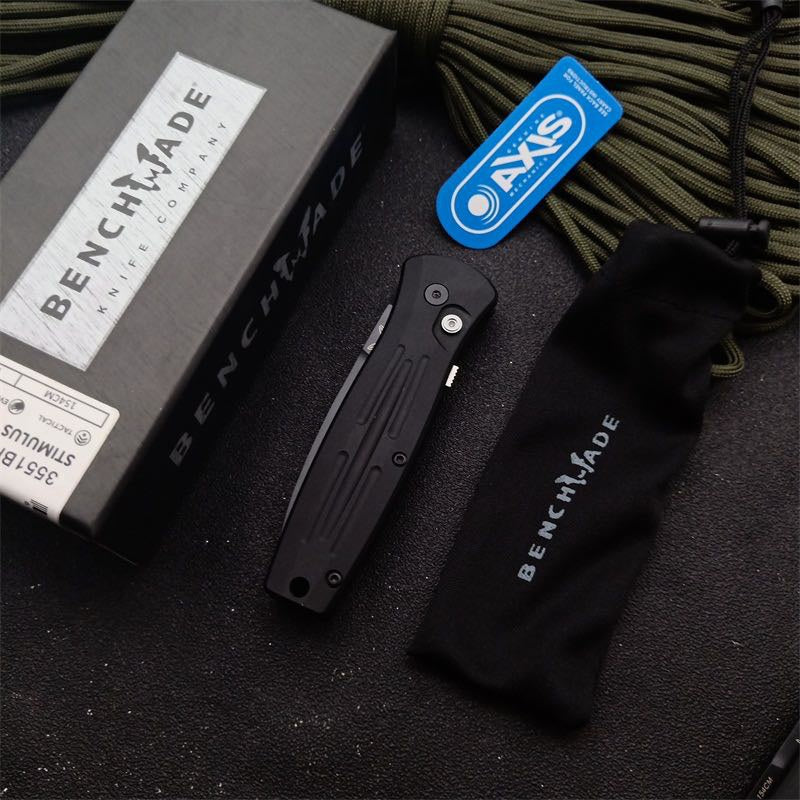Benchmade 3551 Stimulus Auto, 2.99 inch Black/White 154CM Stainless Blade, Aluminum Handle, Plain Edge