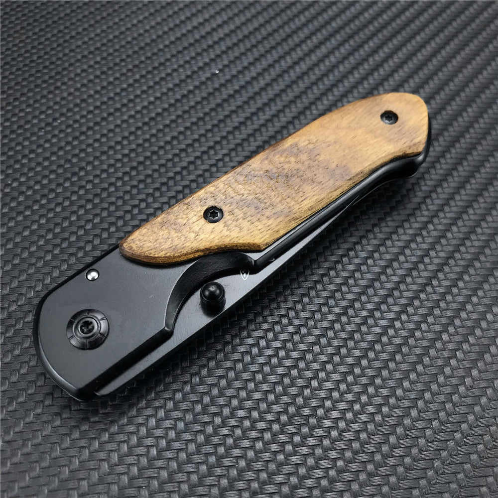 Benchmade DA44 Survival Pocket Folding Knife Wood Handle Titanium Finish Blade Tactical Knifes EDC Pockets Knives
