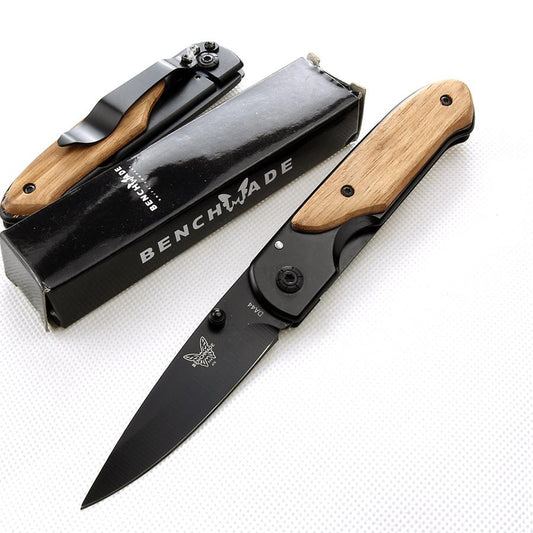 Benchmade DA44 Survival Pocket Folding Knife Wood Handle Titanium Finish Blade Tactical Knifes EDC Pockets Knives