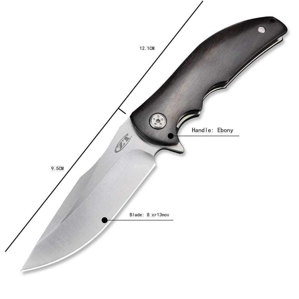 ZT ZERO TOLERANCE0606 Tactical Folding Knife 9cr13mov Blade G10 Ebony Wooden Handle Camping Survival Pocket Knives Ball Bearing Flipper Outdoor Tools