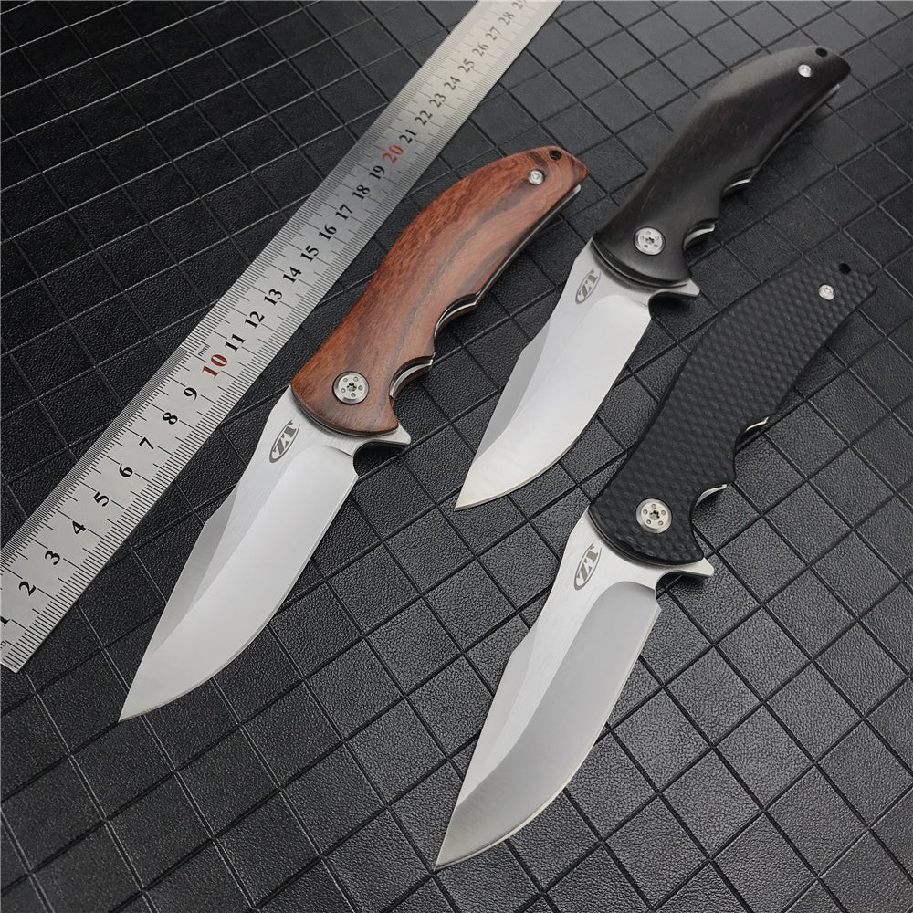 ZT ZERO TOLERANCE0606 Tactical Folding Knife 9cr13mov Blade G10 Ebony Wooden Handle Camping Survival Pocket Knives Ball Bearing Flipper Outdoor Tools