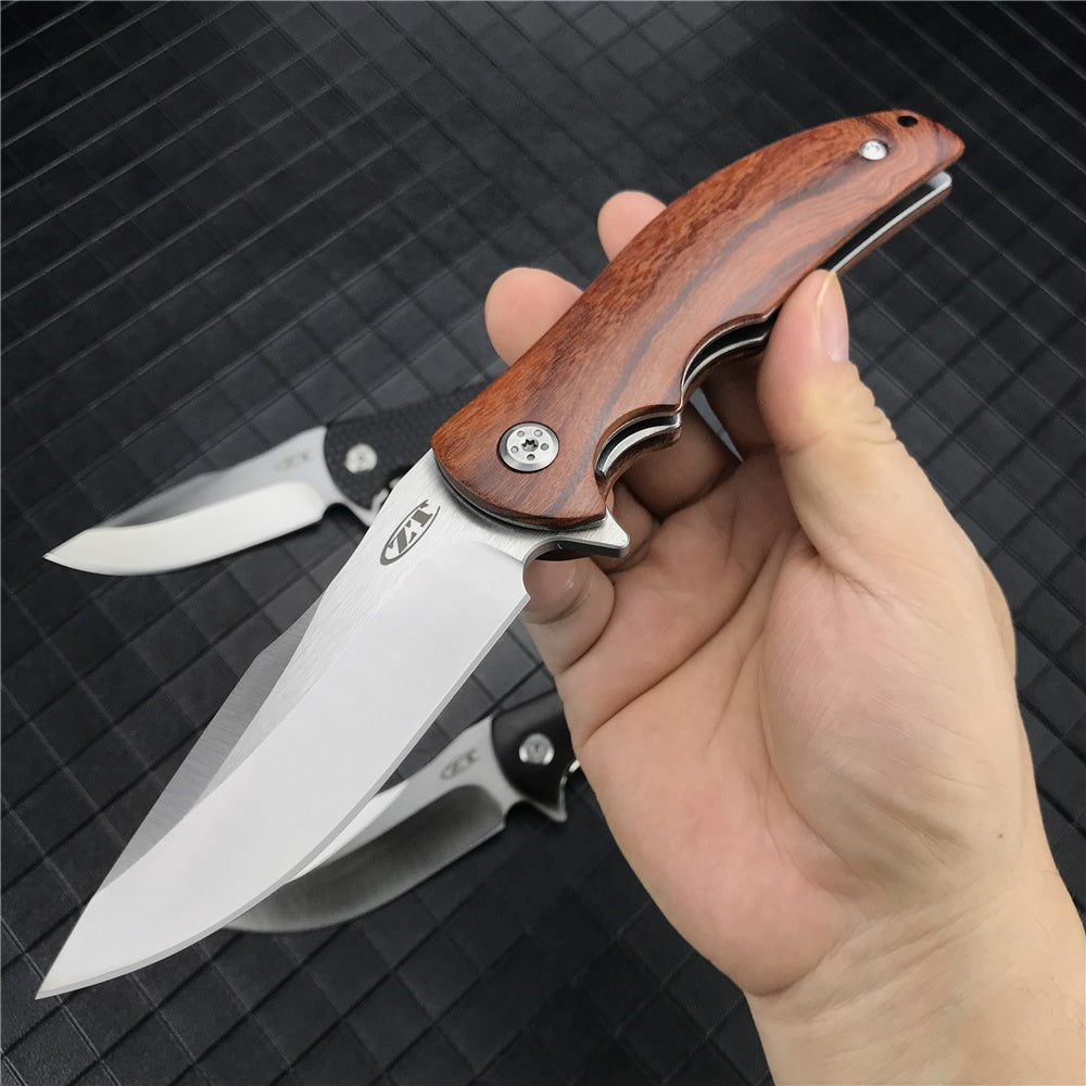 ZT ZERO TOLERANCE0606 Tactical Folding Knife 9cr13mov Blade G10 Ebony Wooden Handle Camping Survival Pocket Knives Ball Bearing Flipper Outdoor Tools