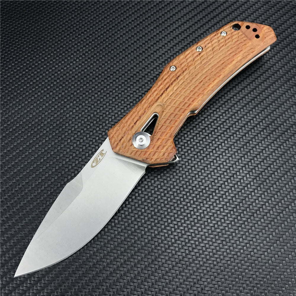 ZT ZERO TOLERANCE 0308 Flipper Tactical Knife Spring Assisted Opening Folding Knife 3.75" CPM-20CV Stonewashed Blade, Coyote Tan G10 and Titanium Handles