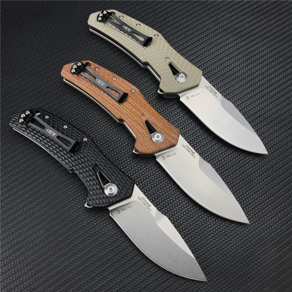ZT ZERO TOLERANCE 0308 Flipper Tactical Knife Spring Assisted Opening Folding Knife 3.75" CPM-20CV Stonewashed Blade, Coyote Tan G10 and Titanium Handles