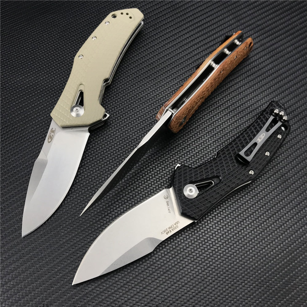 ZT ZERO TOLERANCE 0308 Flipper Tactical Knife Spring Assisted Opening Folding Knife 3.75" CPM-20CV Stonewashed Blade, Coyote Tan G10 and Titanium Handles