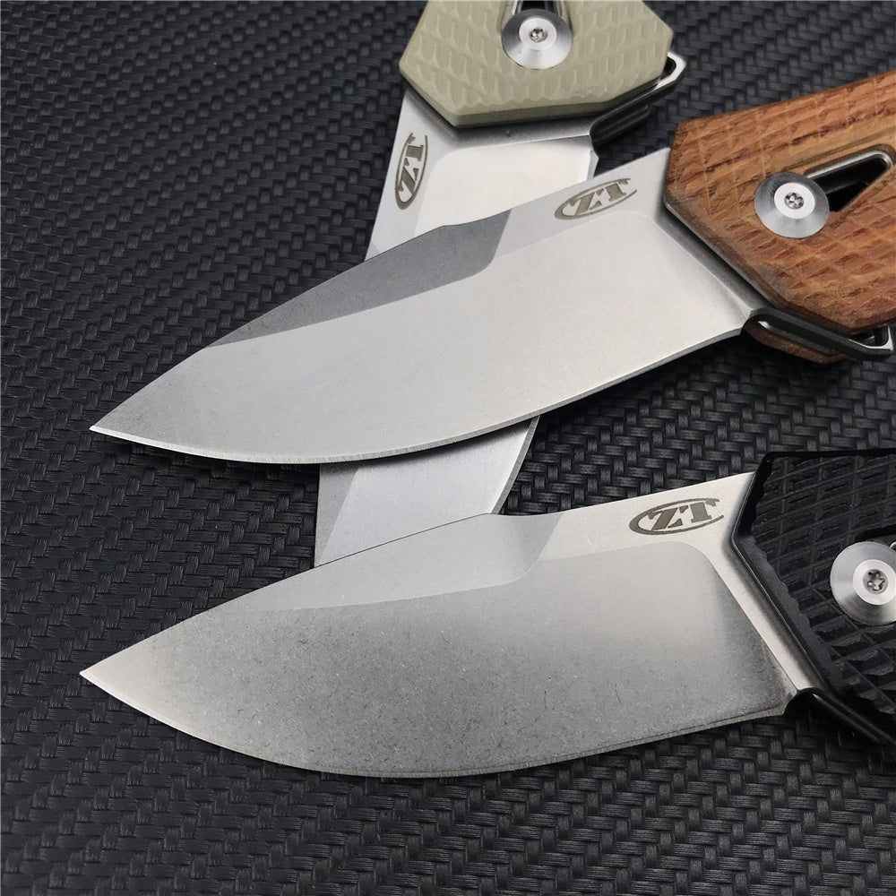 ZT ZERO TOLERANCE 0308 Flipper Tactical Knife Spring Assisted Opening Folding Knife 3.75" CPM-20CV Stonewashed Blade, Coyote Tan G10 and Titanium Handles