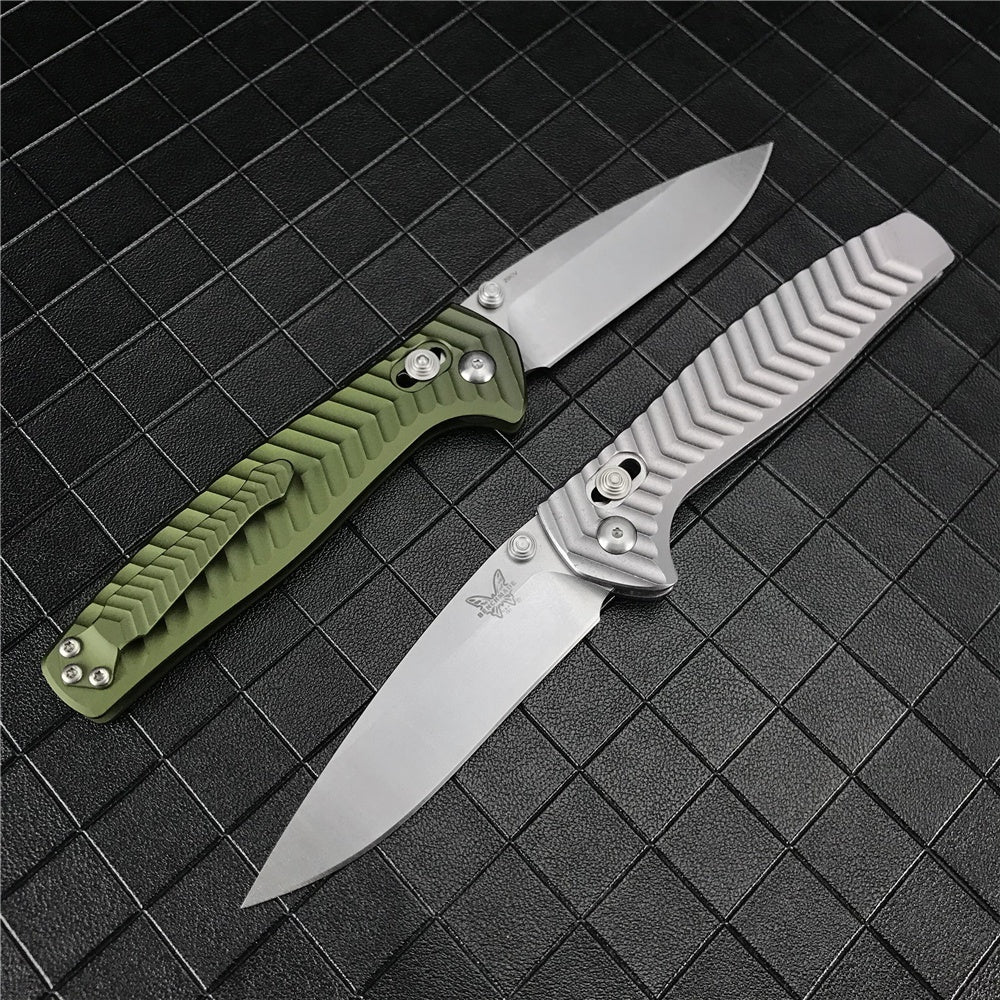 Benchmade 781 Anthem Folding Knife 3.5" Satin CPM-20CV Blade, Bronze Chevron Integral Titanium Handles