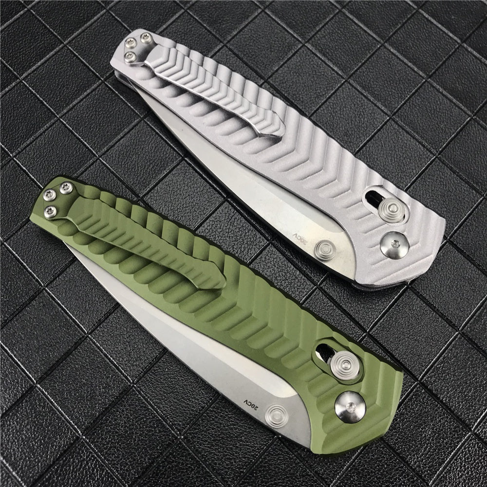 Benchmade 781 Anthem Folding Knife 3.5" Satin CPM-20CV Blade, Bronze Chevron Integral Titanium Handles