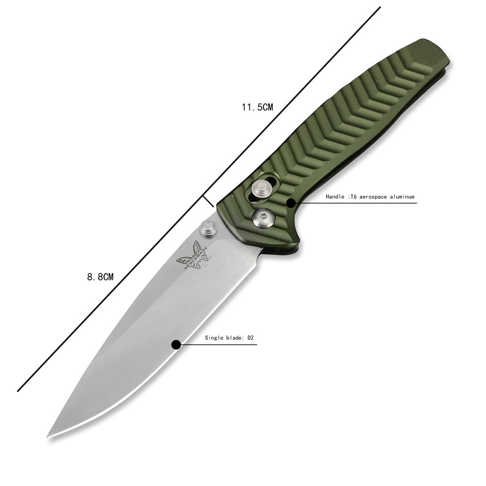 Benchmade 781 Anthem Folding Knife 3.5" Satin CPM-20CV Blade, Bronze Chevron Integral Titanium Handles