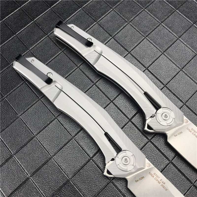 ZT ZERO TOLERANCE0707 Flipper Knife Folding Pocket Knife 3.5" CPM-20CV Drop Point Blade, 3D Machined Carbon Fiber and Titanium Handles