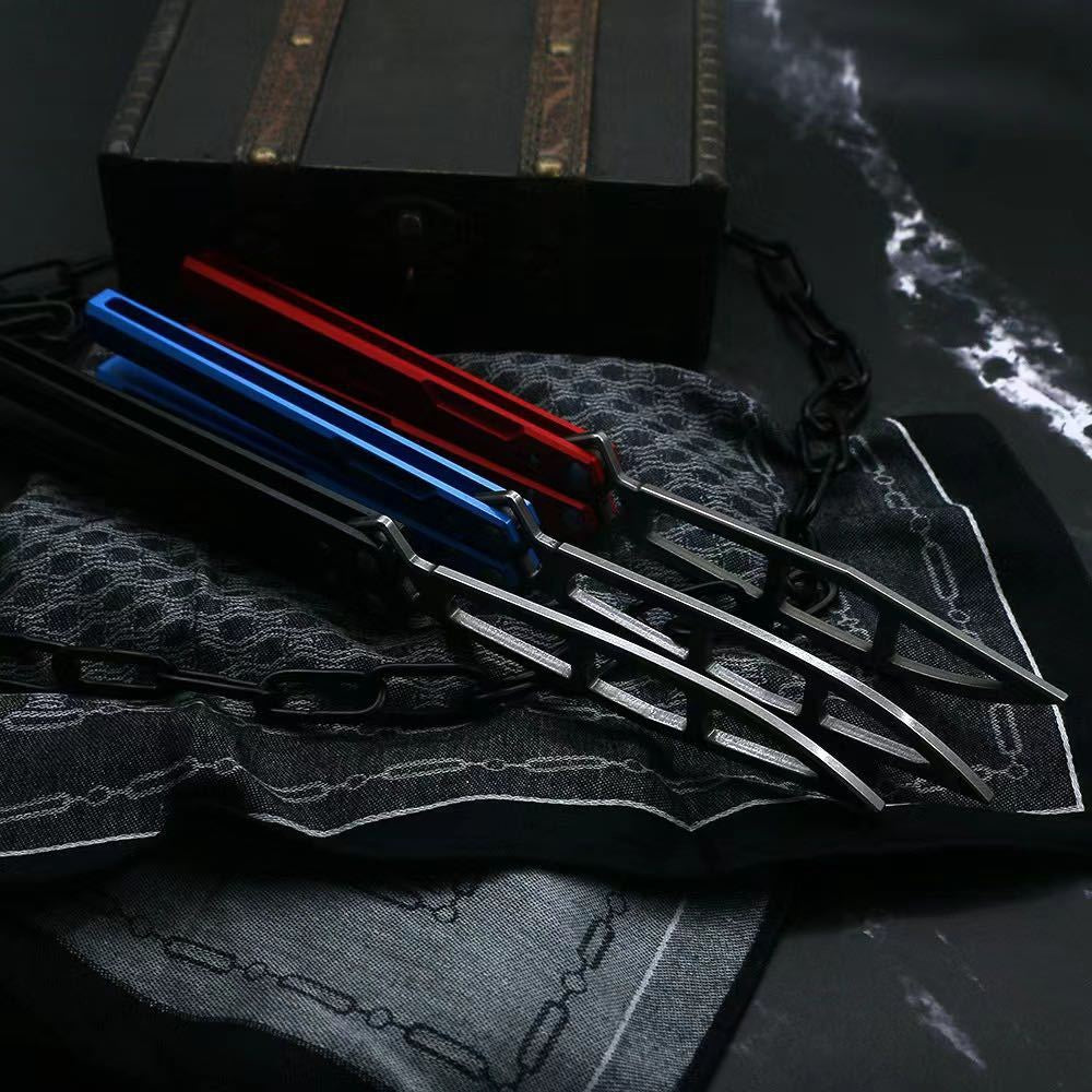 Kershaw Tactical  Lucha Balisong Chaining Butterfly Knife Unsharpened Edge Maximize Safety Trainer Knife Dual KVT Ball-bearing Pivots for Ultra-smooth Flipping Training Knives