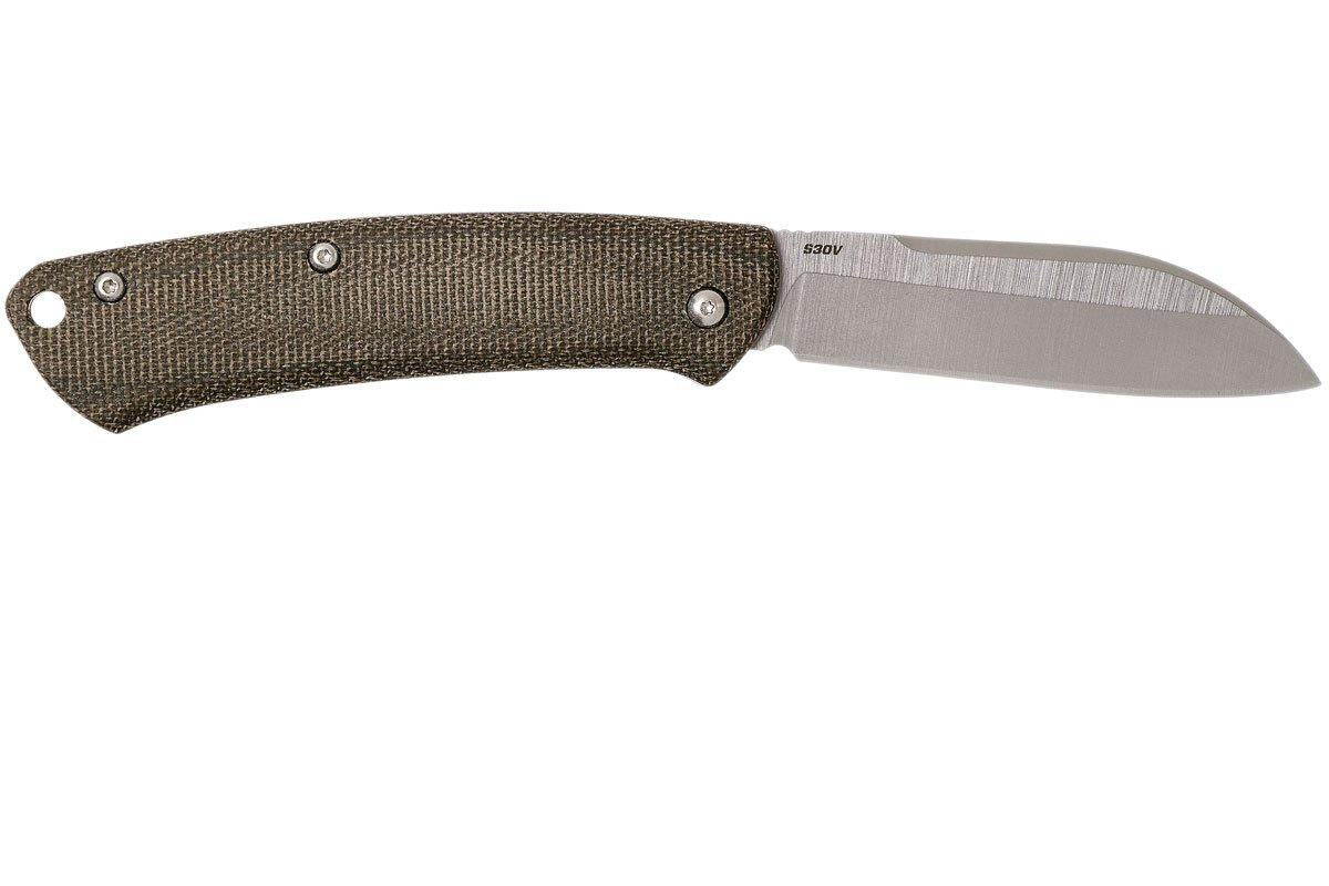Benchmade 319 Proper Slipjoint Folding Knife 2.86" Satin S30V Sheepsfoot Blade, Green Canvas Micarta Handles