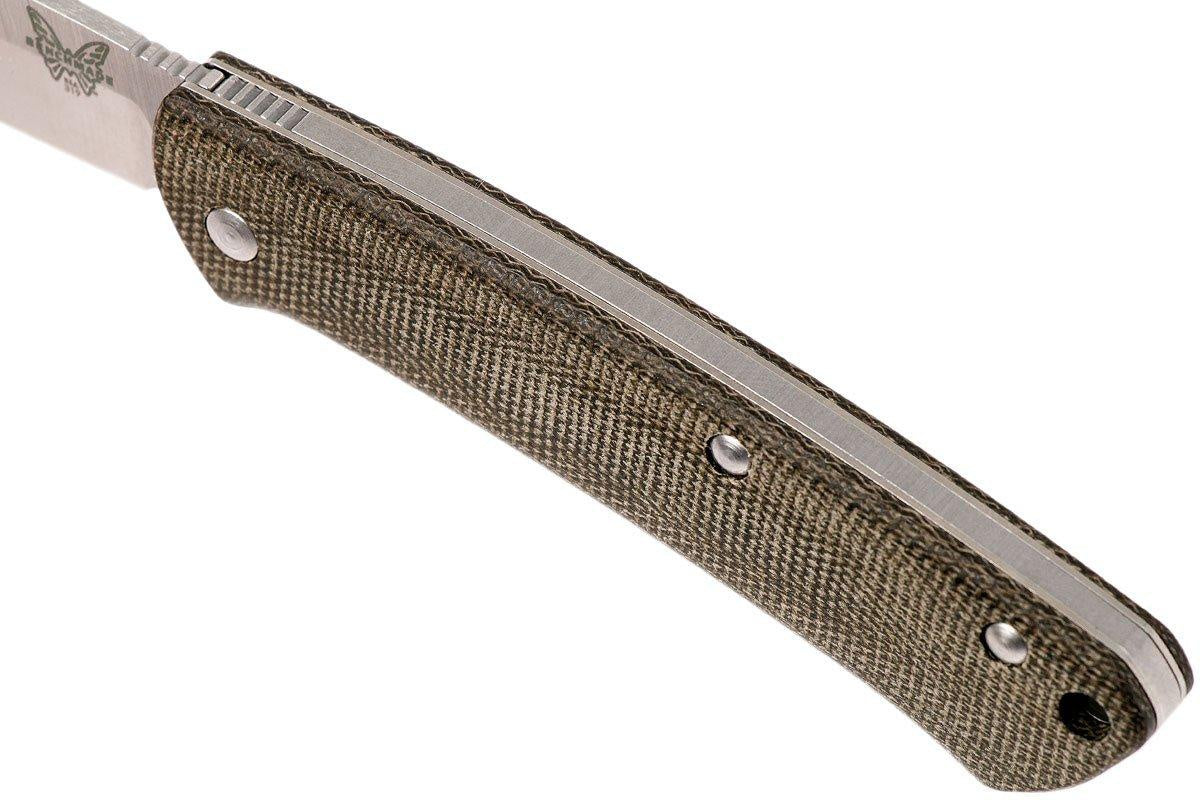 Benchmade 319 Proper Slipjoint Folding Knife 2.86" Satin S30V Sheepsfoot Blade, Green Canvas Micarta Handles