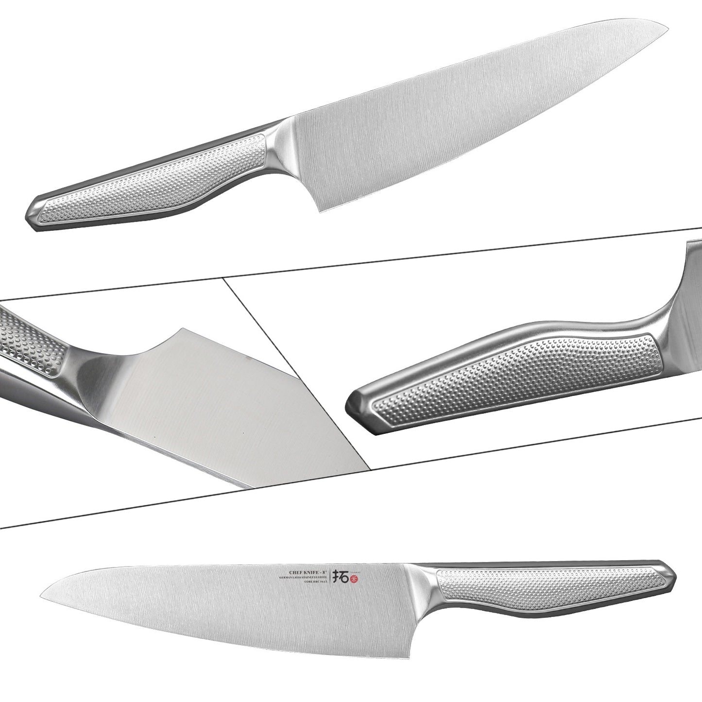 TURWHO 4-Pieces Kitchen Knife Set Professional High Carbon Stainless Steel Kitchen Knives Sets German 1.4116 Steel Chef Knives Set 6.5\ Cleaver 8\ Chef Knife 7\ Santoku Knife 6\ Utility Knife