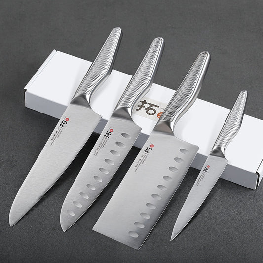 TURWHO 4-Pieces Kitchen Knife Set Professional High Carbon Stainless Steel Kitchen Knives Sets German 1.4116 Steel Chef Knives Set 6.5\ Cleaver 8\ Chef Knife 7\ Santoku Knife 6\ Utility Knife
