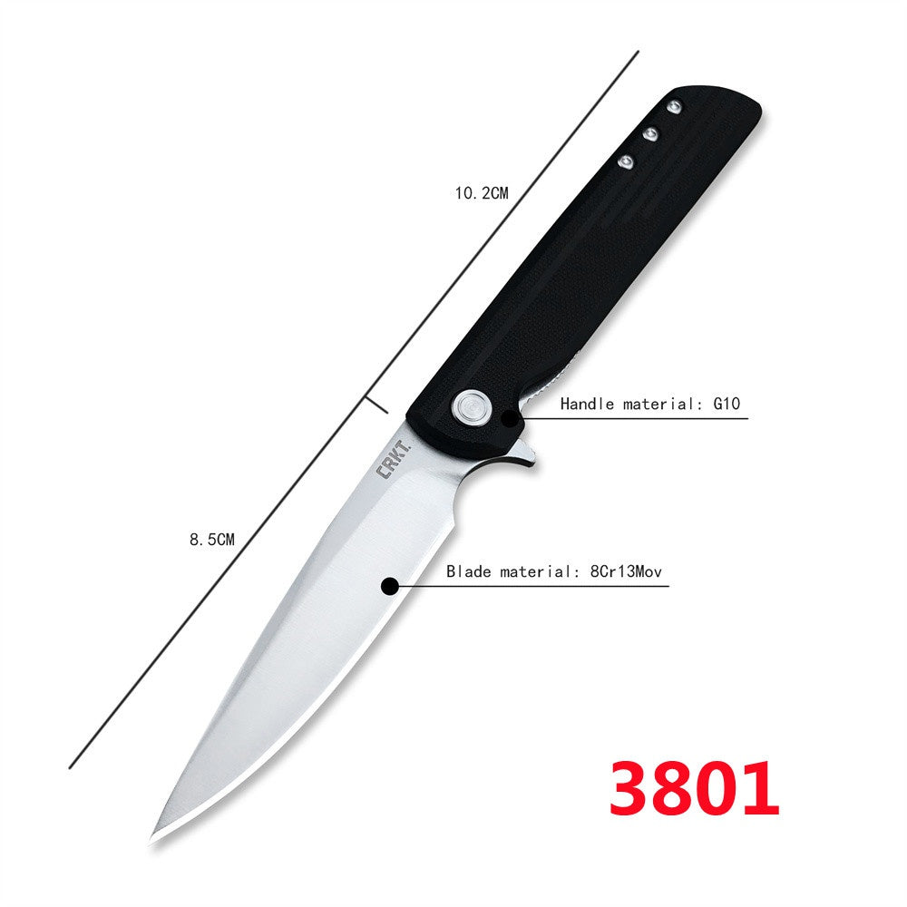 CRKT 3801 LCK+ Liner Lock, Assisted Opening Knife, 3.31" 8Cr13MoV Satin Plain Blade, Glass Reinforced Nylon Handle