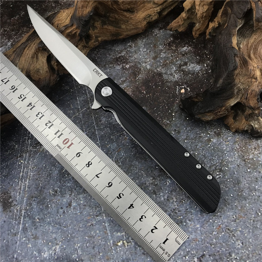 CRKT 3801 LCK+ Liner Lock, Assisted Opening Knife, 3.31" 8Cr13MoV Satin Plain Blade, Glass Reinforced Nylon Handle